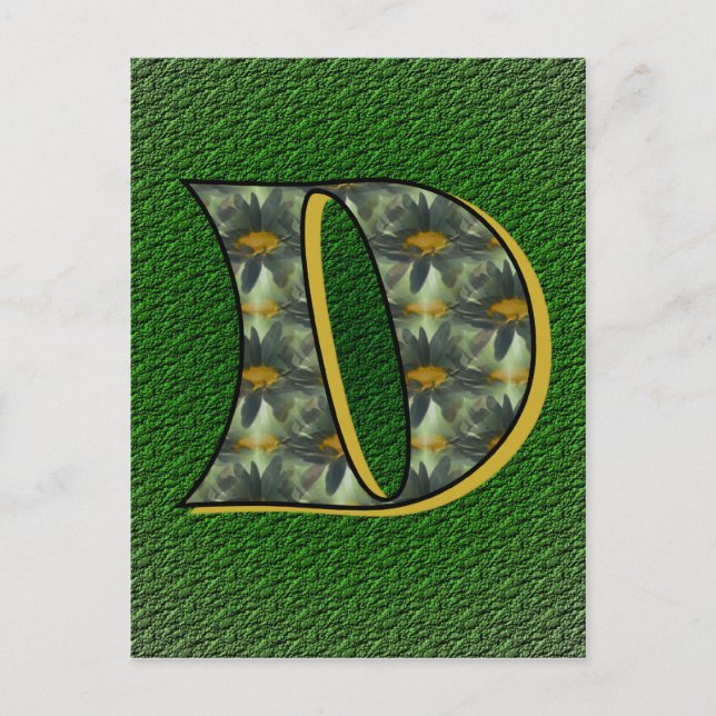 Mit Monogramm Initial D Black Daisies Postkarte (Vorderseite)