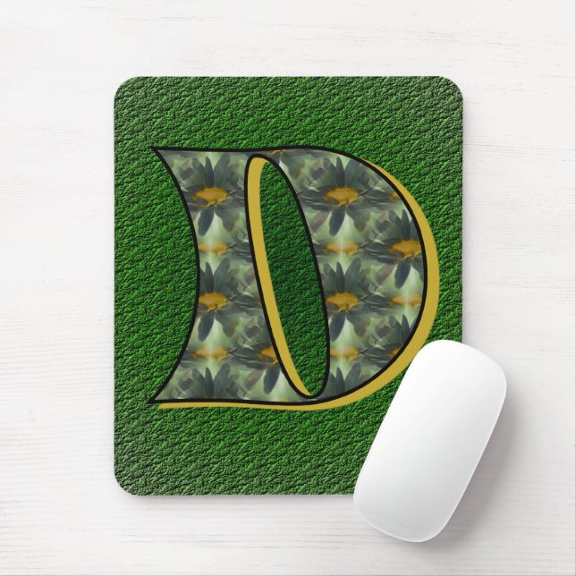Mit Monogramm Initial D Daisies Mousepad (Mit Mouse)