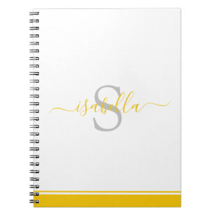 Mit Monogramm Initial Elegante Script gelb Notizblock