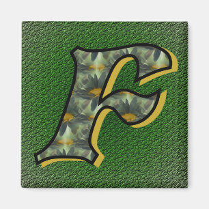 Mit Monogramm Initial F Black Daisies Magnet