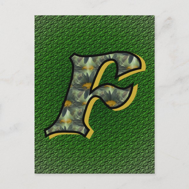Mit Monogramm Initial F Black Daisies Postkarte (Vorderseite)