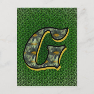 Mit Monogramm Initial G Black Daisies Postkarte