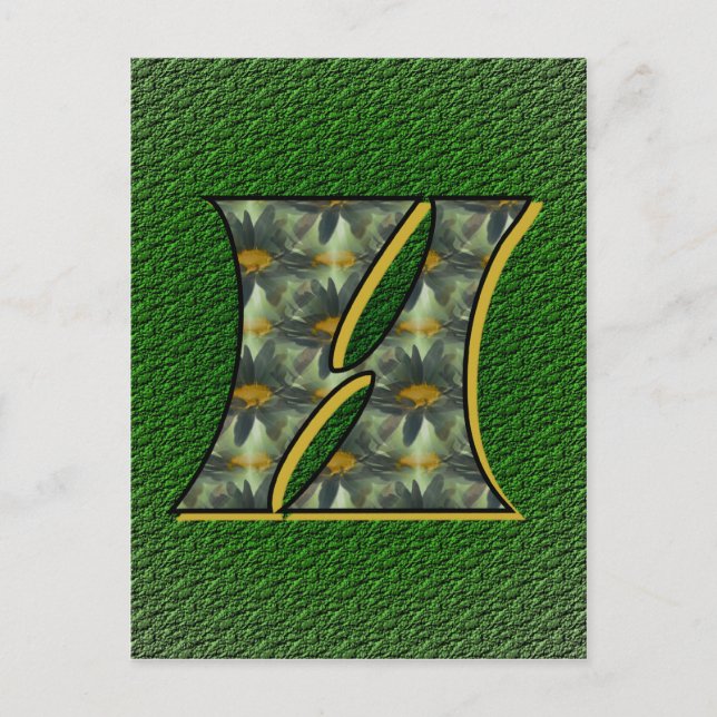Mit Monogramm Initial H Black Daisies Postkarte (Vorderseite)