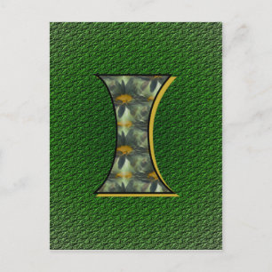 Mit Monogramm Initial I Black Daisies Postkarte