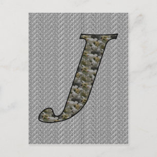 Mit Monogramm Initial J Hydrangea Floral Postcard Postkarte