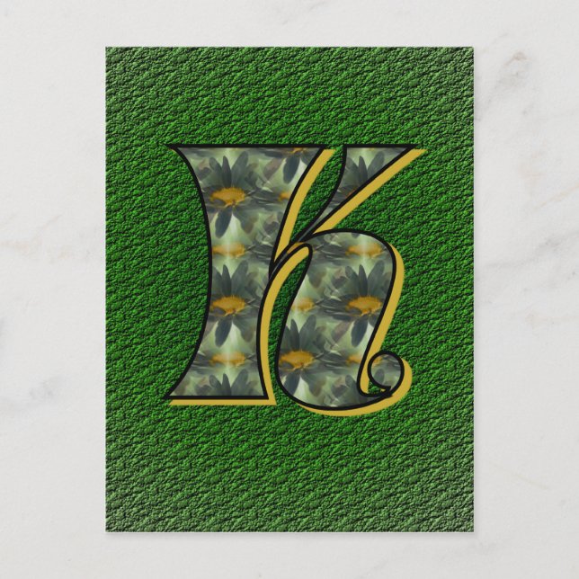 Mit Monogramm Initial K Black Daisies Postkarte (Vorderseite)
