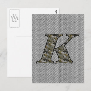 Mit Monogramm Initial K Hydrangea Floral Postkarte