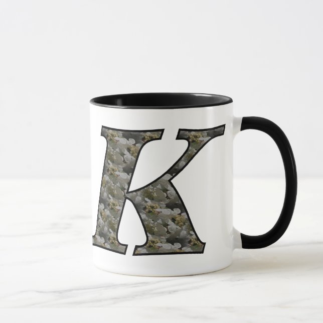 Mit Monogramm Initial K Hydrangea Floral Tasse (Rechts)
