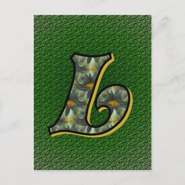 Mit Monogramm Initial L Black Daisies Postkarte (Vorderseite)
