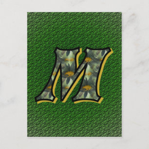 Mit Monogramm Initial M Black Daisies Postkarte