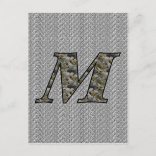 Mit Monogramm Initial M Hydrangea Floral Postkarte