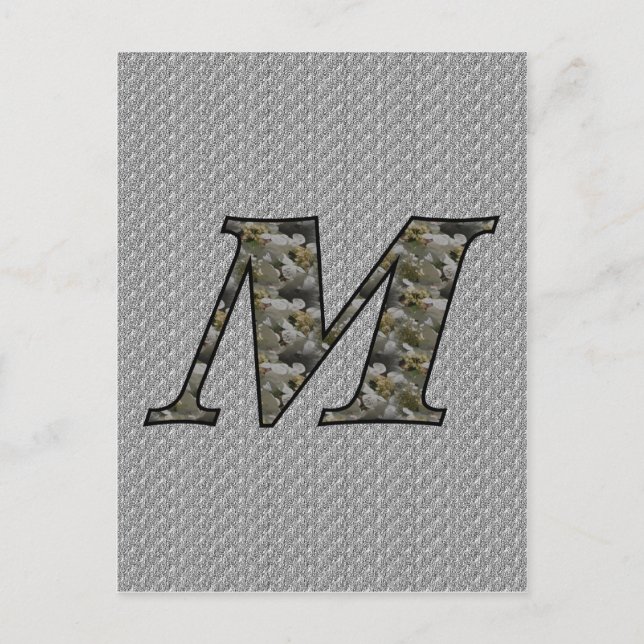 Mit Monogramm Initial M Hydrangea Floral Postkarte (Vorderseite)