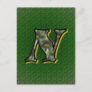 Mit Monogramm Initial N Black Daisies Postkarte