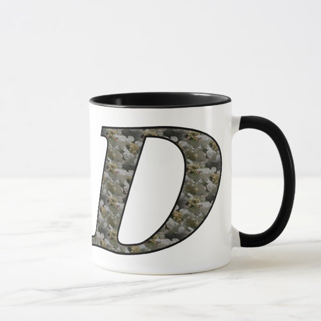 Mit Monogramm initiale D Hydrangea Tasse (Rechts)