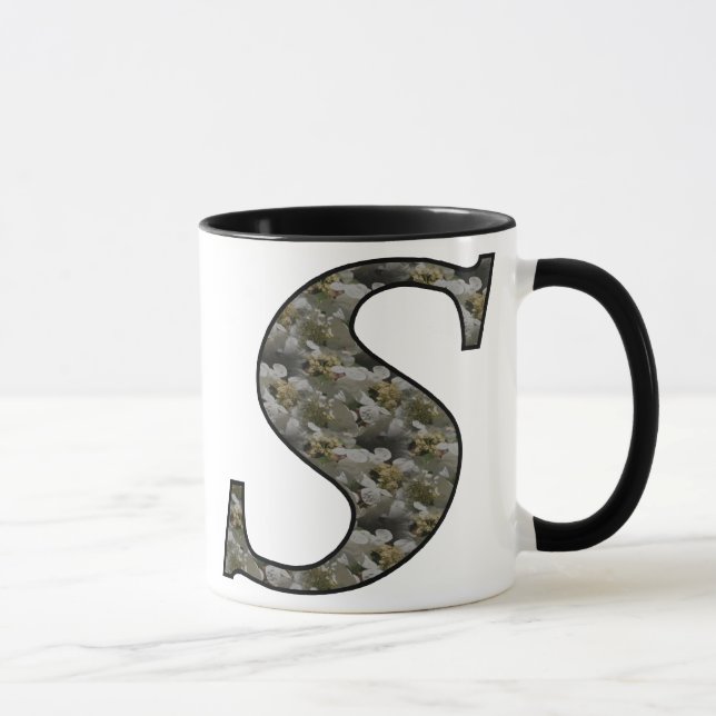 Mit Monogramm initiale S Hydrangea Tasse (Rechts)