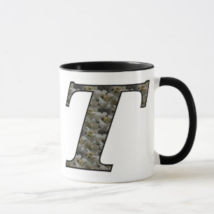 Mit Monogramm initiale T Hydrangea Tasse