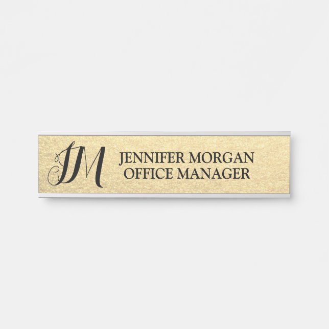 Mit Monogramm Initialen des Office-Managers Türschild (Vorderseite )