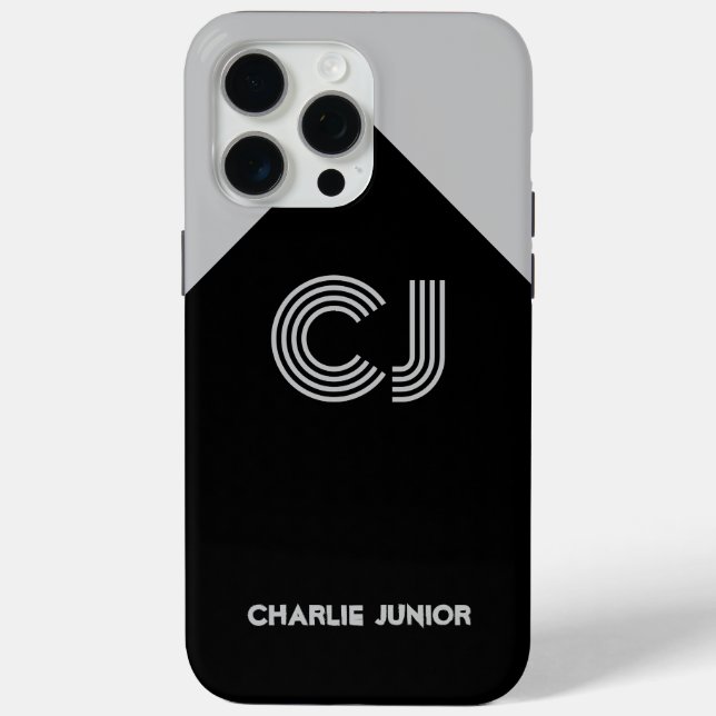 Mit Monogramm Initialen Minimalistisch grau und sc Case-Mate iPhone Hülle (Rückseite)