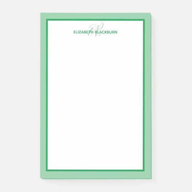 Mit Monogramm Initialen mit personalisiertem Namen Post-it Klebezettel (Vorderseite)