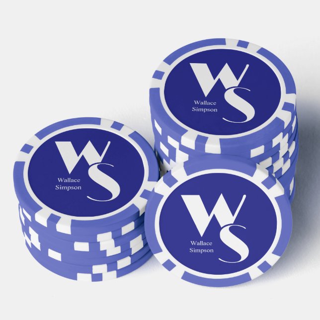 Mit Monogramm Initialen Name Blue White Table Game Pokerchips (Stapel)