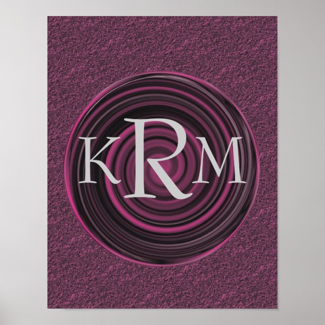 Mit Monogramm Initialen Plum Wirbel Poster (Vorne)