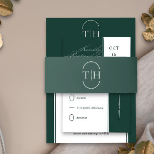 Mit Monogramm Initialen Smaragdgrüne Hochzeit Einladungsbanderole