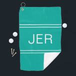 Mit Monogramm Initialen Stilvoll Golfer Sport Aqua Golfhandtuch<br><div class="desc">Klassisches Design mit mit Monogramm Initialen in weißem, schattiertem Schriftart auf einem aquamarinen grünen Hintergrund mit zwei passenden Doppelstreifen. Anpassen mit der benutzerfreundlichen Vorlage. Schauen Sie sich unsere integrierte Kollektion von koordinierenden Farben und Golfzubehör zu anderen passenden Produkten im Kollektionslink unten in dieser Liste an. Kundenspezifische Farbwünsche werden gerne angenommen!...</div>