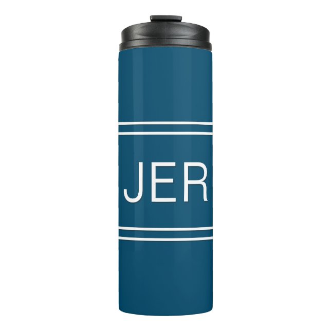 Mit Monogramm Initials Blue Travel Trinkbehälter K Thermosbecher (Vorderseite)