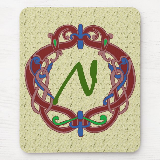 mit Monogramm Initials keltisches Design Mousepad (Vorne)