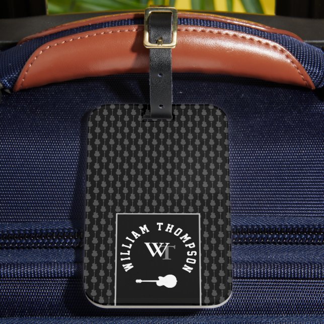Mit Monogramm Instrumentenmuster mit Namen Gepäckanhänger (Vorderseite Insitu 2)