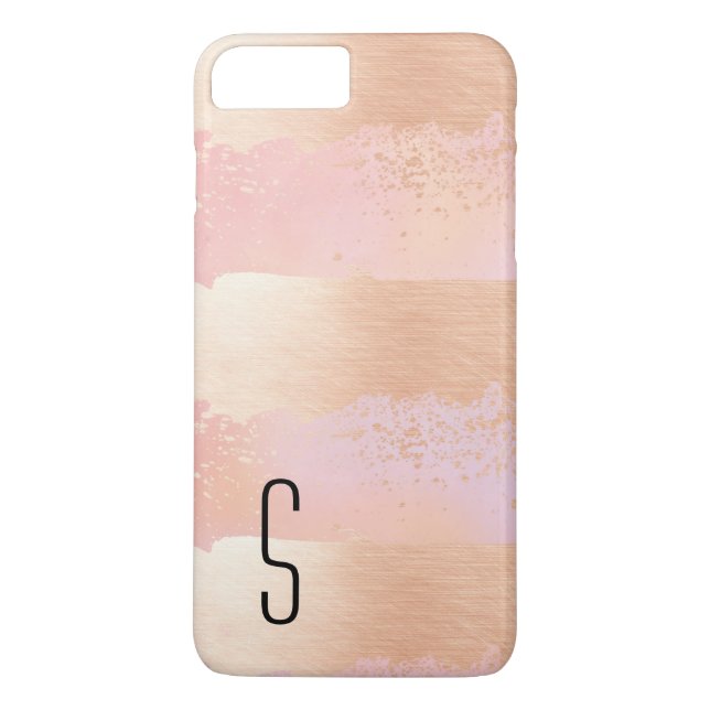 Mit Monogramm iPhone 7 Plus Fall mit Blush und Gol Case-Mate iPhone Hülle (Rückseite)