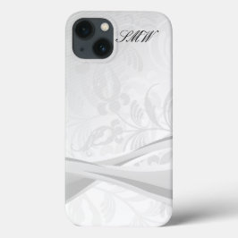 Mit Monogramm iPhone Case mit weißem Blumenwirl