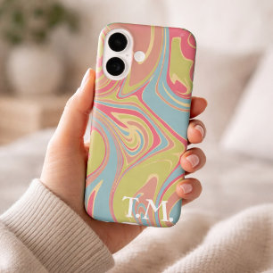 Mit Monogramm iPhone-Gehäuse mit rosa und grünem S Case-Mate iPhone Hülle