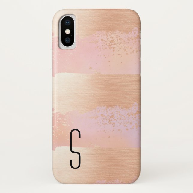 Mit Monogramm iPhone X Case für Blush und Gold (Rückseite)
