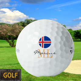 Mit Monogramm isländische Flagge & isländische Gol Golfball