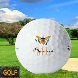 Mit Monogramm Jungfrau Islands Flag, USA Golf Ball