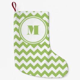 Mit Monogramm Kalkgrün Streifen Zickzack Kleiner Weihnachtsstrumpf