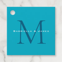 Mit Monogramm Kalligrafie Azure Blue Moderne Schli