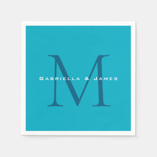 Mit Monogramm Kalligrafie Azure Blue Moderne Schli Serviette