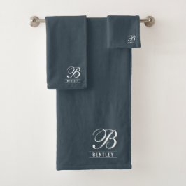 Mit Monogramm Karkohlegrau Badhandtuch Set