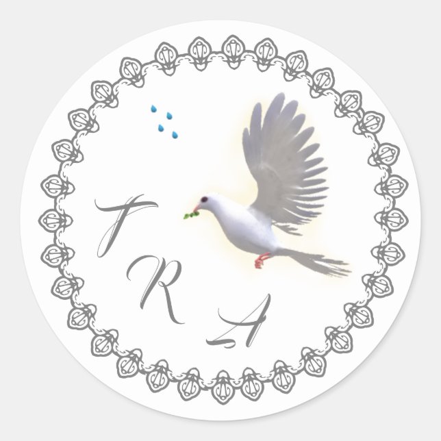 Mit Monogramm katholische Taube- und Wassertaufe Runder Aufkleber (Vorderseite)