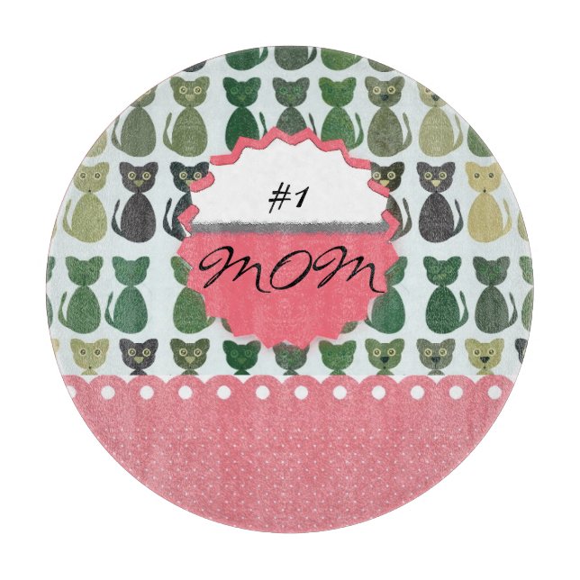 Mit Monogramm Katzen-Kätzchen-Haustier-bunter Schneidebrett (Vorderseite)