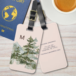 Mit Monogramm Kiefernwald und -gebirge Gepäckanhänger