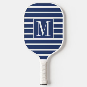 Mit Monogramm Kissen mit blauem Streifen P Pickleball Schläger