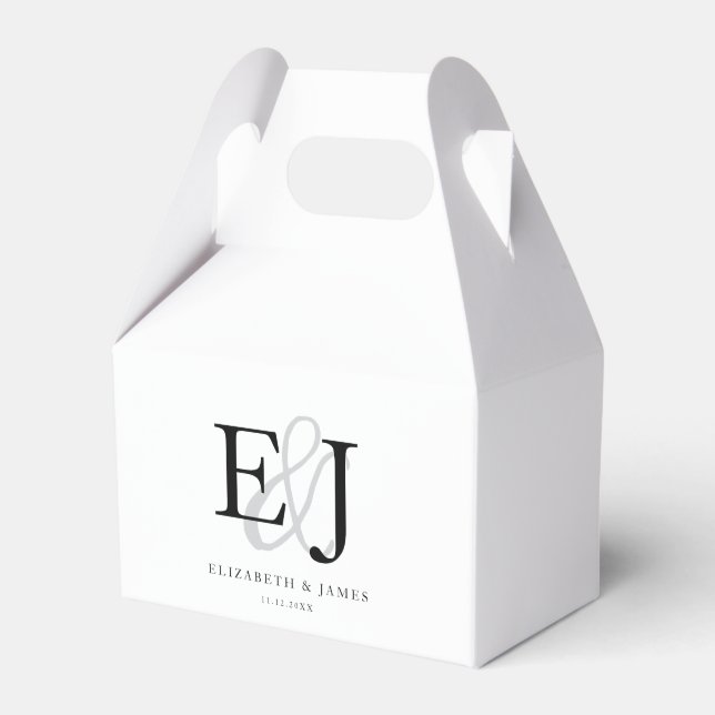 Mit Monogramm klassische White-Elegante-Hochzeit Geschenkschachtel (Vorderseite)