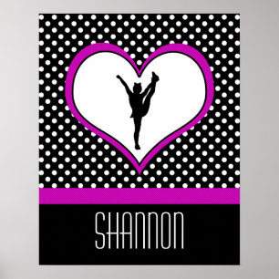 Mit Monogramm klassischer Pink Cheer Polka-Dot mit Poster