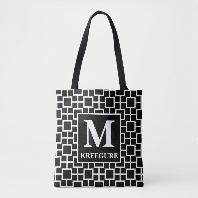 Mit Monogramm klassischer serieller BW-Platz Tasche (Vorderseite)