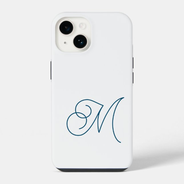Mit Monogramm klassisches Skript Schlicht iPhone 14 Hülle (Rückseite)