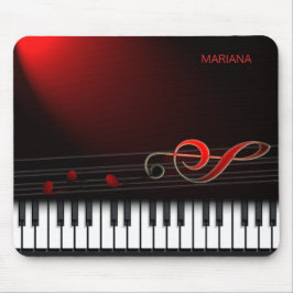 Mit Monogramm Klavier und Roter Klee Mousepad
