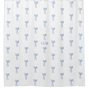 Mit Monogramm kleiner Bow Blue Duschvorhang
